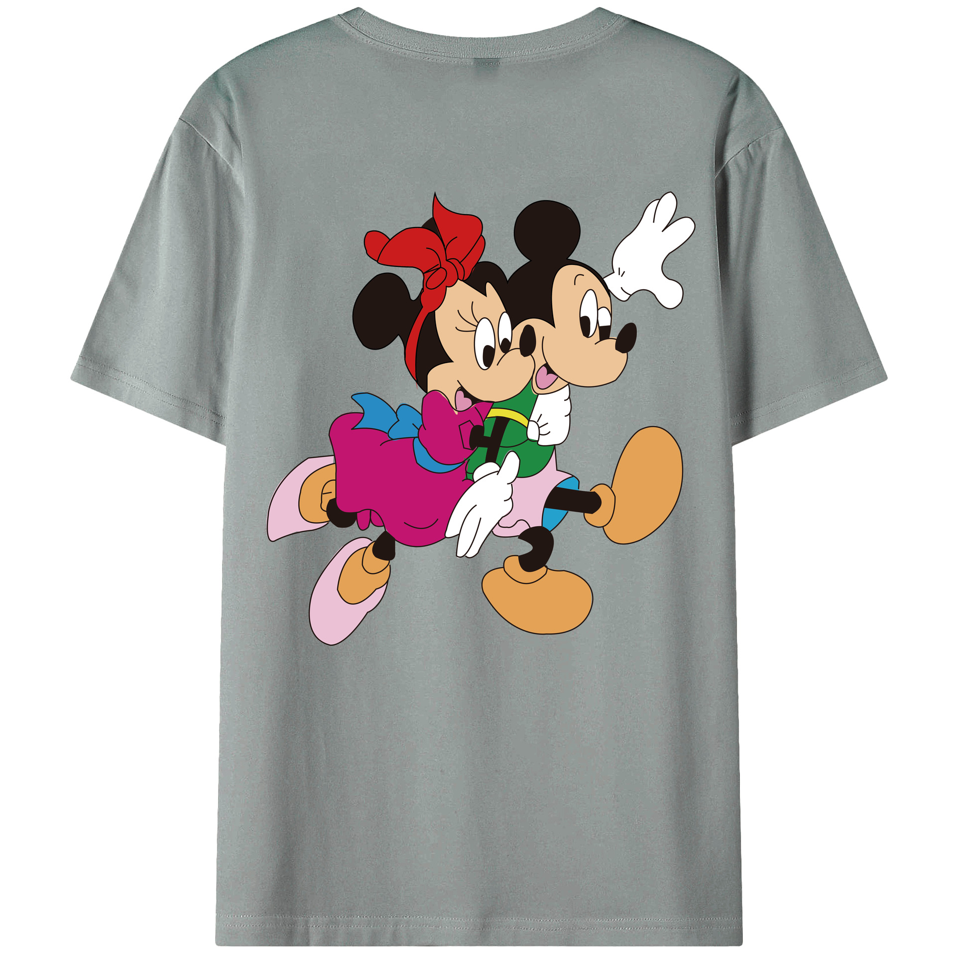 ミッキーマウス Mickey Mouse 綿100％ メンズ半袖Tシャツ（バックプリント） 通気性